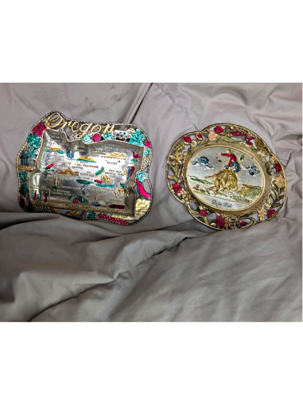 Vintage 1950s Made in Japan Souvenir Ashtray Tray Lot Oregon Glacier Park Cowboy